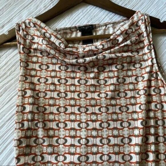 Ann Taylor Shirt Women's Medium Sleeveless Orange/Brown Print - Picture 3 of 9
